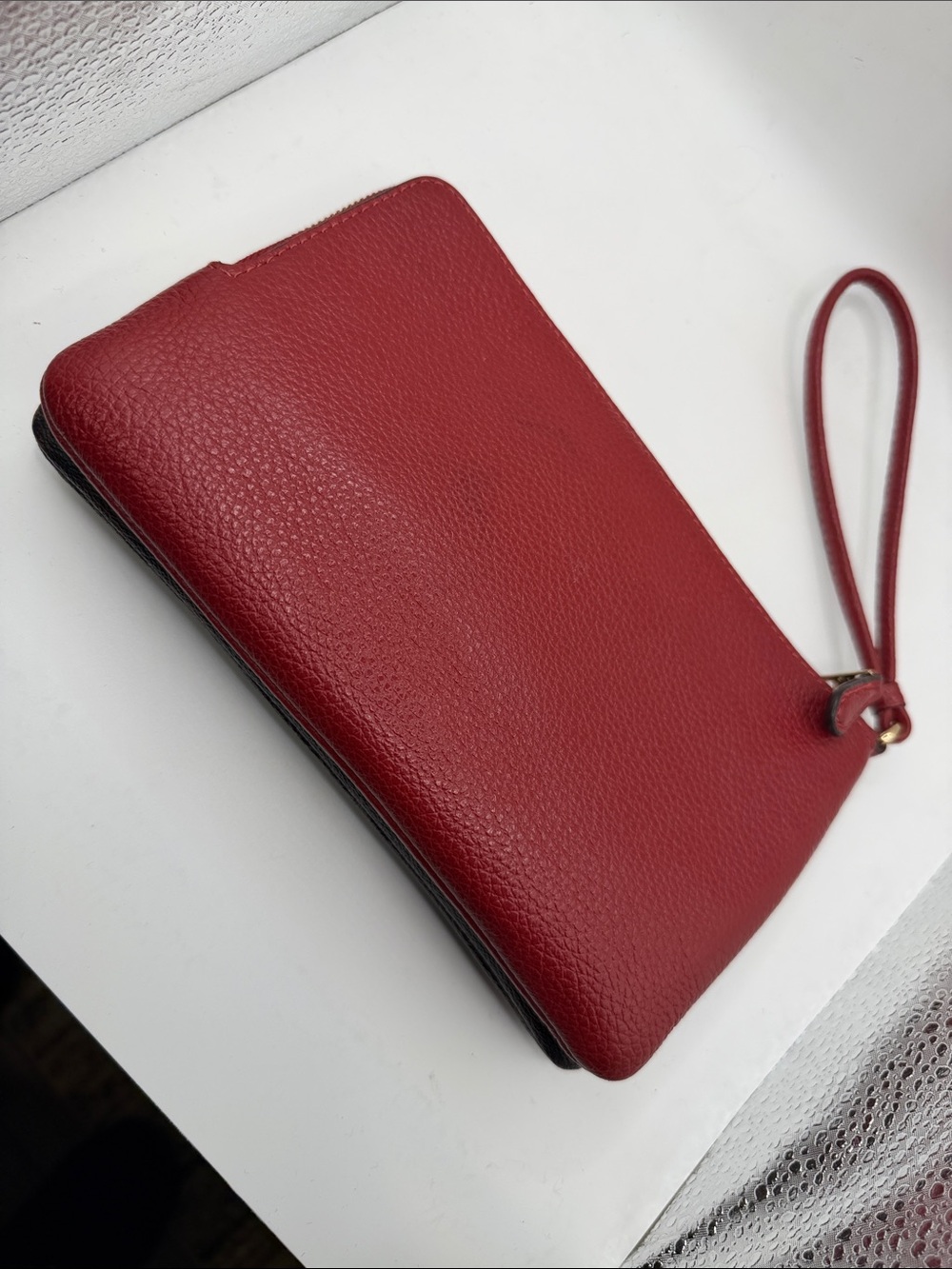 Coach Brown Signature Canvas Wristlet with Red Trim - Picture 4 of 8